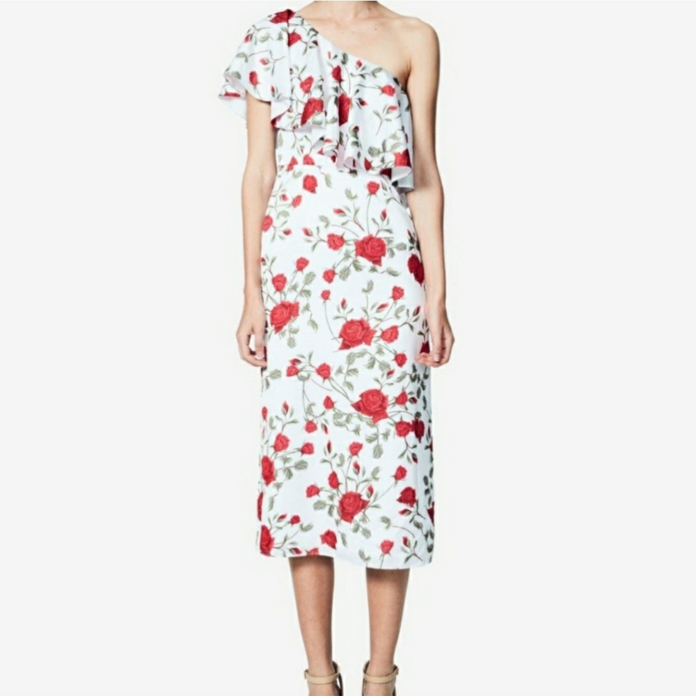 Fame & Partners Aubrieta One Shoulder Floral Midi Dress Size 22